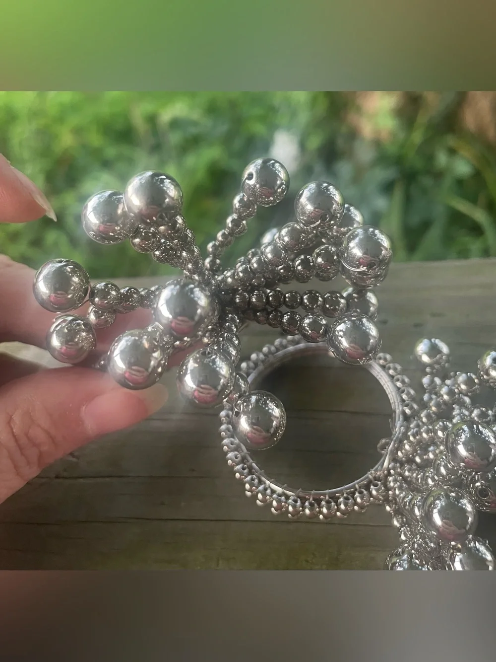 Silver Beaded Burst Napkin Rings Set of 8